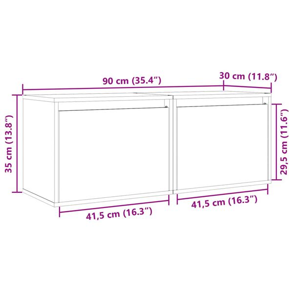 vidaXL Wall Cabinets 2 pcs White 45x30x35 cm Solid Pinewood