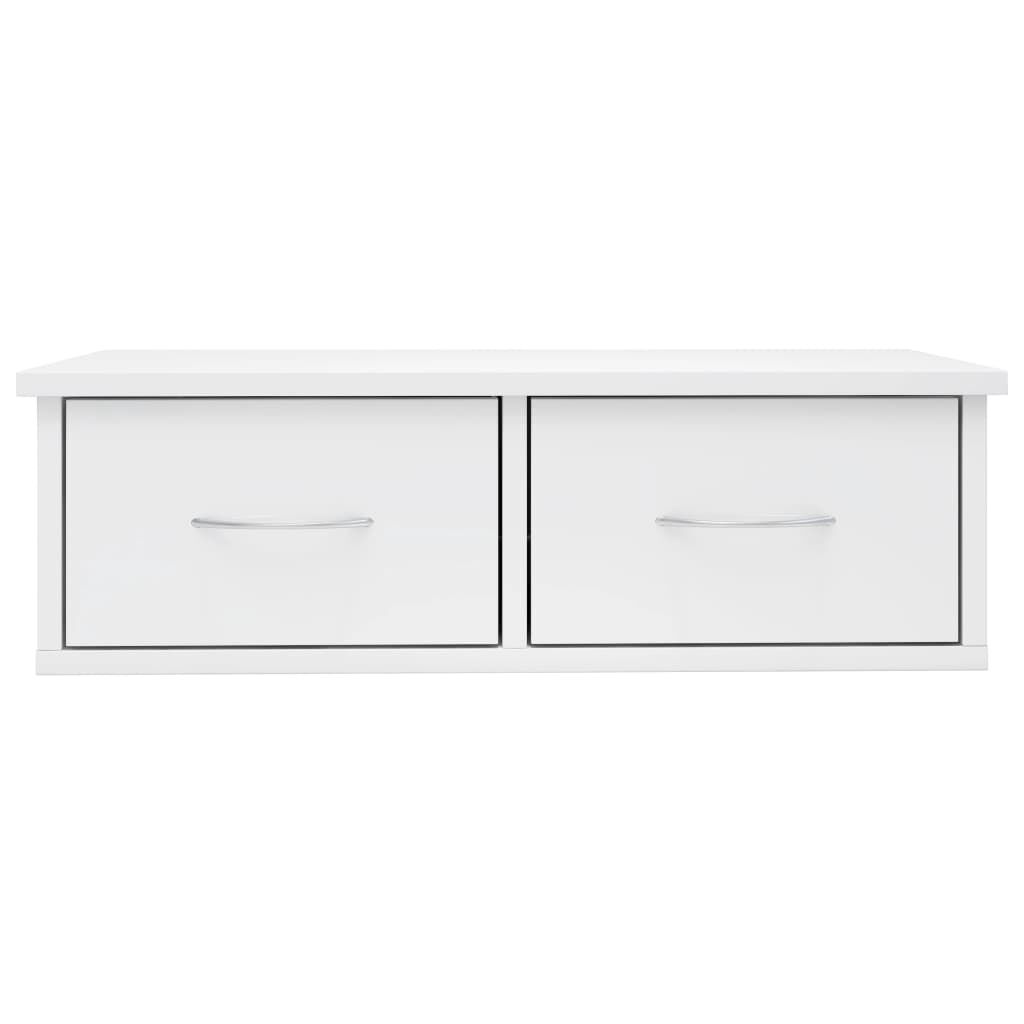 vidaXL Wall-mounted Drawer Shelf High Gloss White 60x26x18.5 cm Engineered Wood