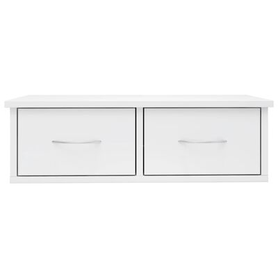 vidaXL Wall-mounted Drawer Shelf High Gloss White 60x26x18.5 cm Engineered Wood, high gloss white vidaXL Wall-mounted Drawer Shelf High Gloss White 60x26x18.5 cm Engineered Wood
