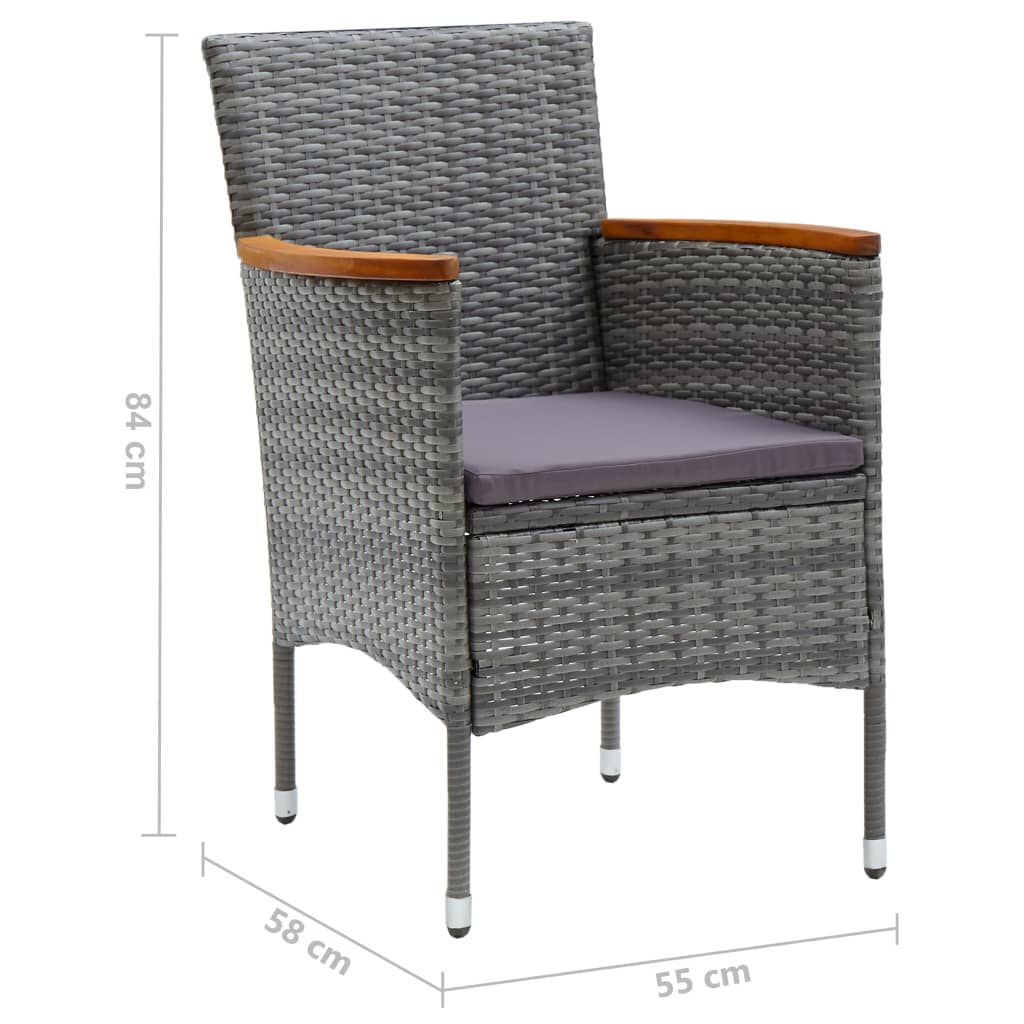 vidaXL Garden Dining Chairs 4 pcs Poly Rattan Grey