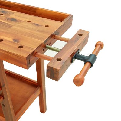 vidaXL Workbench with Drawers and Vices 124x52x83 cm Solid Wood Acacia,  vidaXL Workbench with Drawers and Vices 124x52x83 cm Solid Wood Acacia