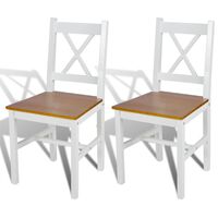 vidaXL Dining Chairs 2 pcs White Pinewood, white and beige vidaXL Dining Chairs 2 pcs White Pinewood