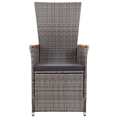 vidaXL Reclining Garden Chairs 2 pcs with Cushions Poly Rattan Grey, grey vidaXL Reclining Garden Chairs 2 pcs with Cushions Poly Rattan Grey