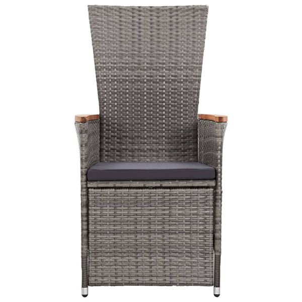 vidaXL Reclining Garden Chairs 2 pcs with Cushions Poly Rattan Grey