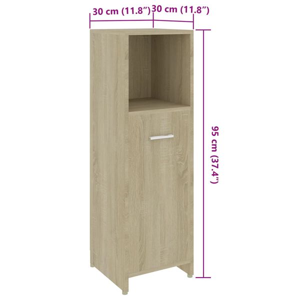 vidaXL Bathroom Cabinet Sonoma Oak 30x30x95 cm Engineered Wood