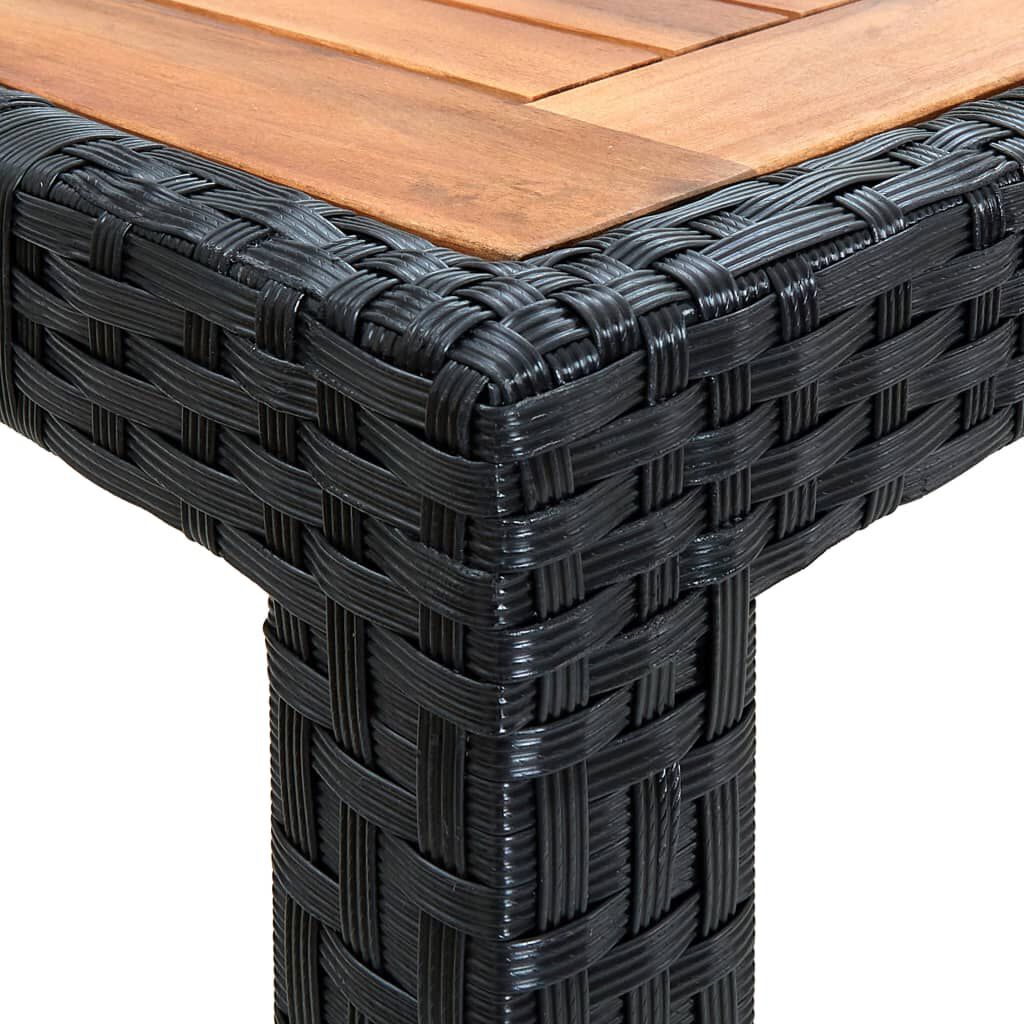 vidaXL 7 Piece Outdoor Dining Set Poly Rattan Acacia Wood Black