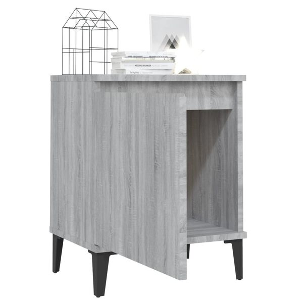 vidaXL Bed Cabinet with Metal Legs Grey Sonoma 40x30x50 cm