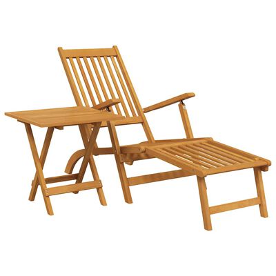 vidaXL Outdoor Deck Chair with Footrest and Table Solid Wood Acacia,  vidaXL Outdoor Deck Chair with Footrest and Table Solid Wood Acacia