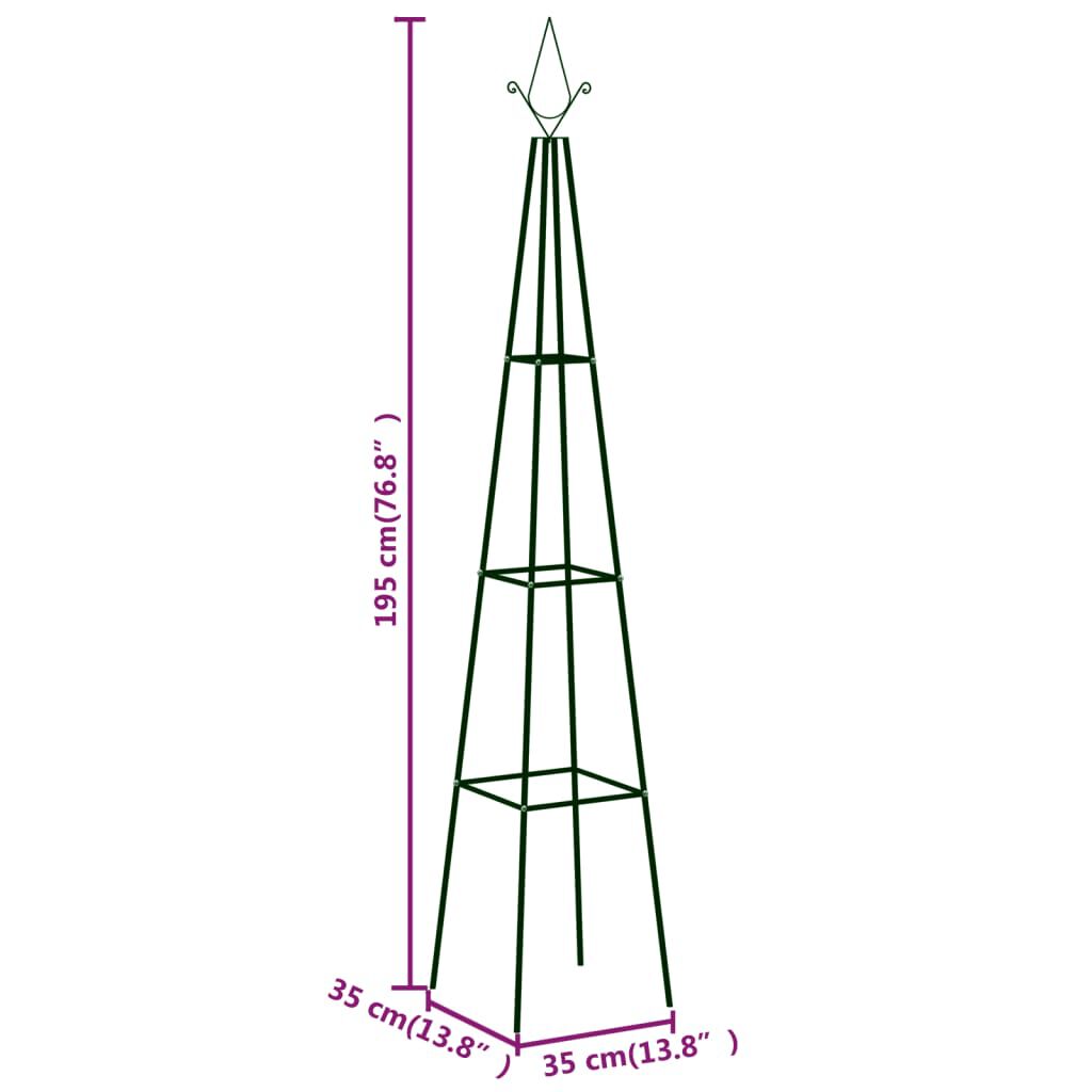 vidaXL Garden Climbing Plant Racks 2 pcs Dark Green 35x35x195 cm Iron