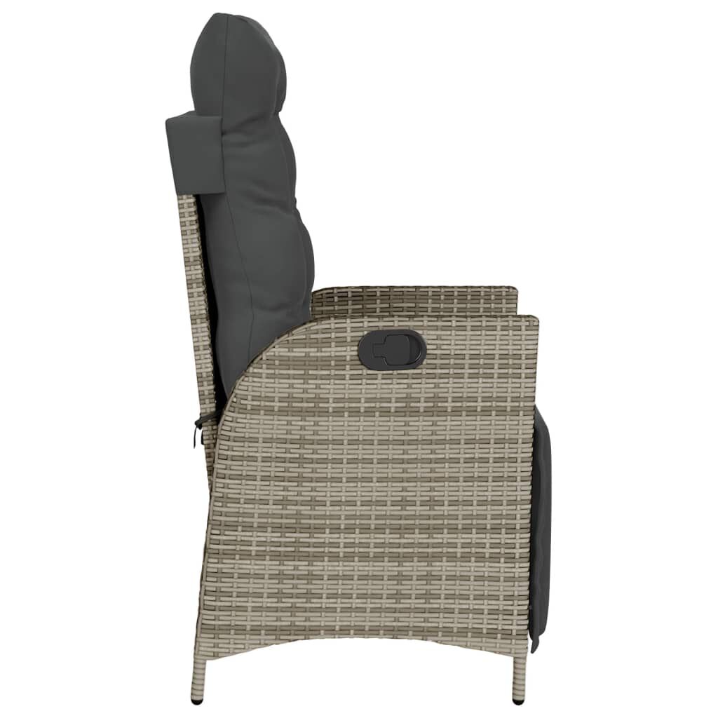 vidaXL Reclining Garden Chairs 2 pcs with Footrest Grey Poly Rattan