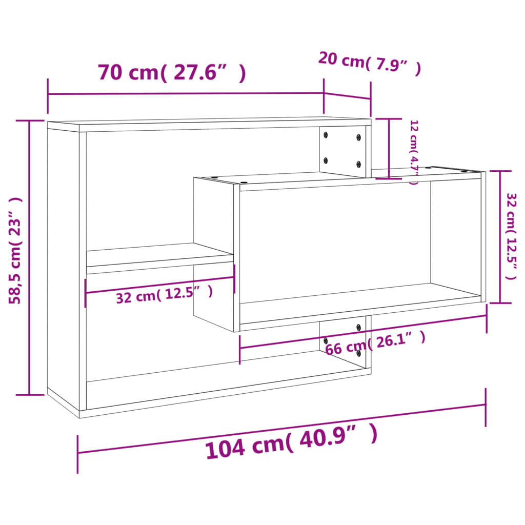 vidaXL Wall Shelf Concrete Grey 104x20x58.5 cm Engineered Wood