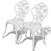vidaXL Bistro Chairs 2 pcs Cast Aluminium White, white vidaXL Bistro Chairs 2 pcs Cast Aluminium White