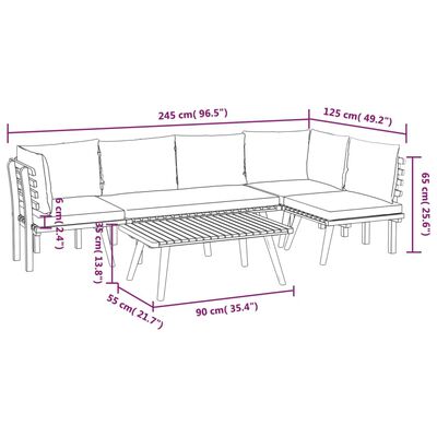 vidaXL 5 Piece Garden Lounge Set with Cushions Solid Wood Acacia,  vidaXL 5 Piece Garden Lounge Set with Cushions Solid Wood Acacia