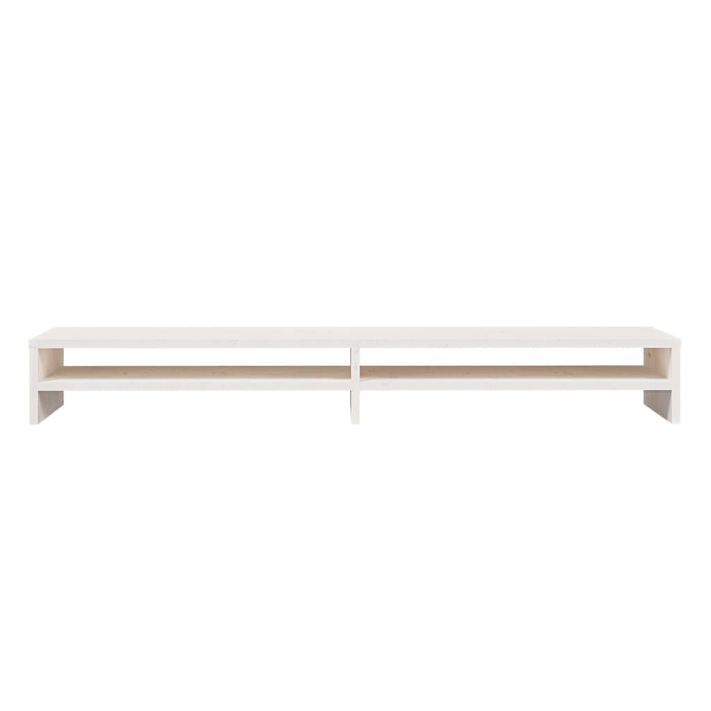 vidaXL Monitor Stand White 100x24x13 cm Solid Wood Pine