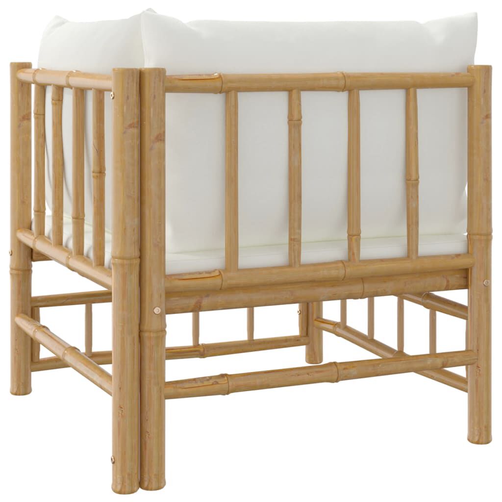 vidaXL Garden Corner Sofa with Cream White Cushions Bamboo