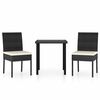 vidaXL 3 Piece Garden Dining Set Poly Rattan Black