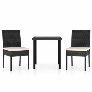 vidaXL 3 Piece Garden Dining Set Poly Rattan Black