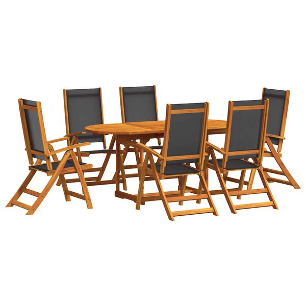 vidaXL 7 Piece Garden Dining Set Solid Wood Acacia and Textilene