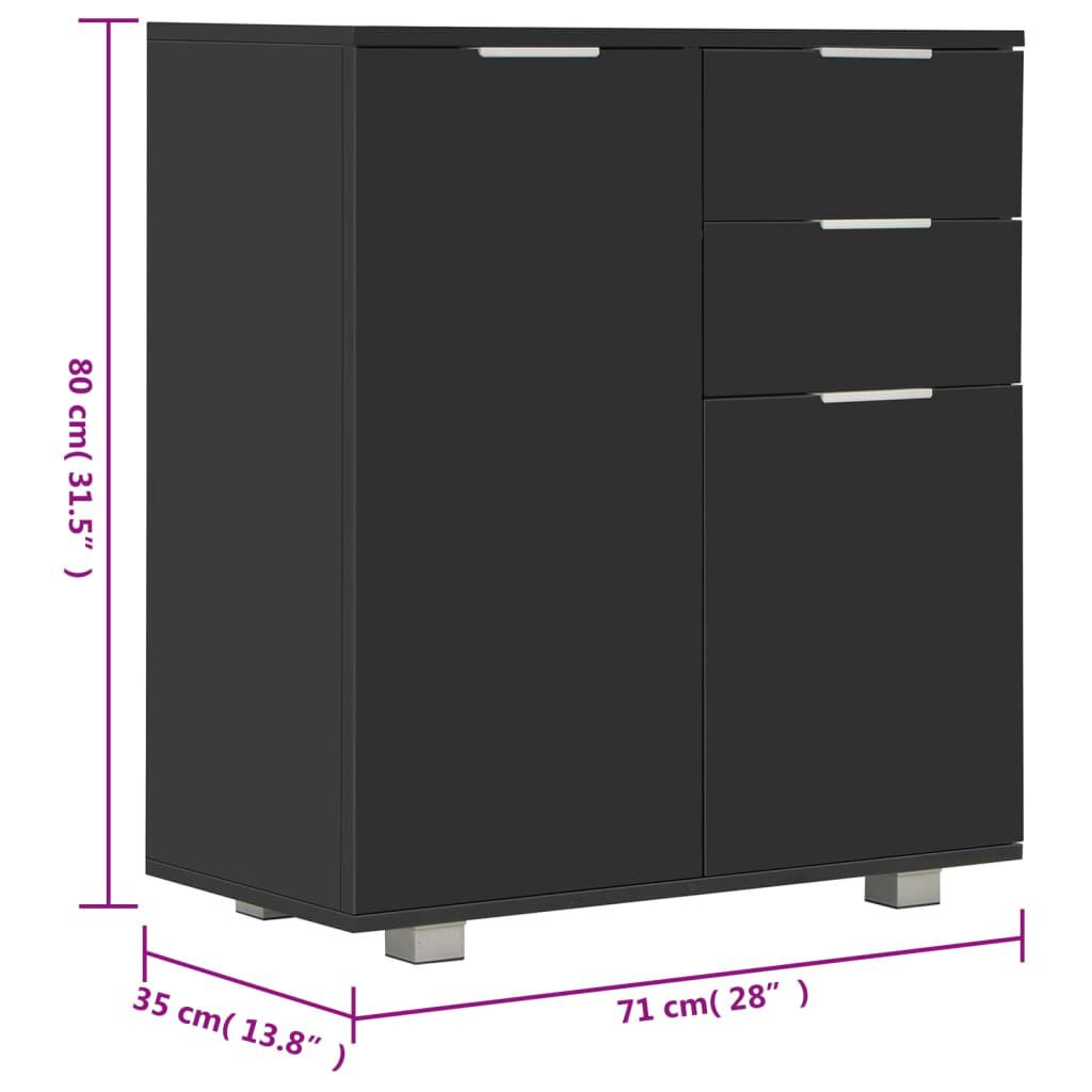 vidaXL Sideboard High Gloss Black 71x35x80 cm Engineered Wood