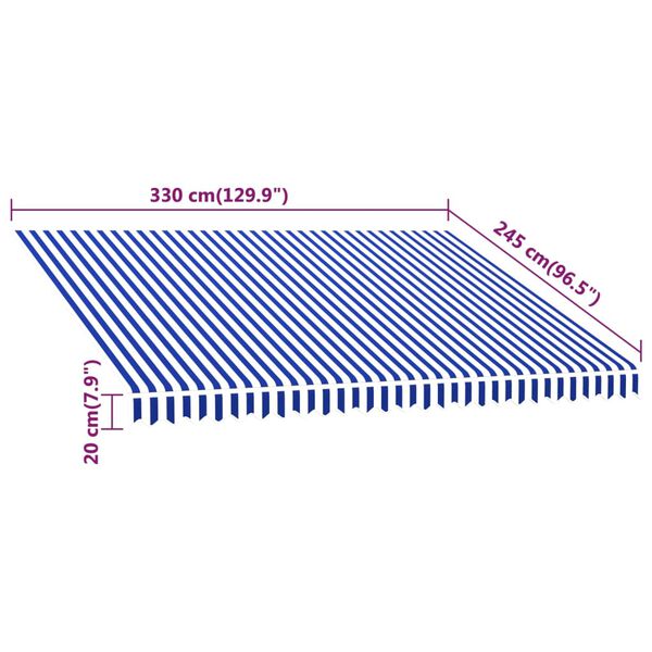 vidaXL Awning Top Sunshade Canvas Blue & White 350x250 cm