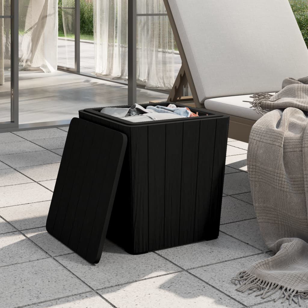 vidaXL Garden Table with Removable Lid Black Polypropylene
