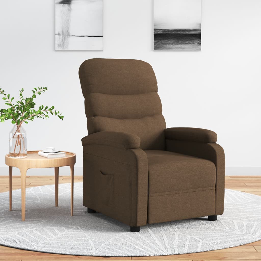 vidaXL Recliner Chair Brown Fabric