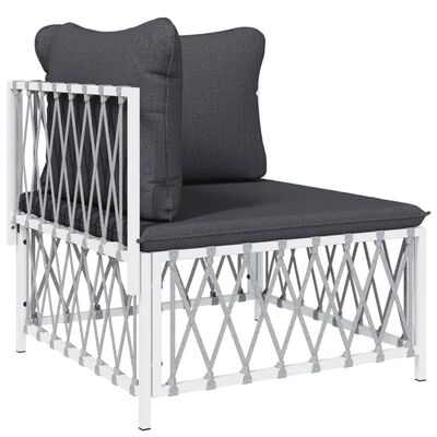 vidaXL 7 Piece Garden Lounge Set with Cushions White Steel, white vidaXL 7 Piece Garden Lounge Set with Cushions White Steel