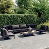 vidaXL 7 Piece Garden Lounge Set with Cushions Poly Rattan Dark Grey