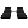 vidaXL Sun Loungers 2 pcs with Table Poly Rattan and Textilene Black