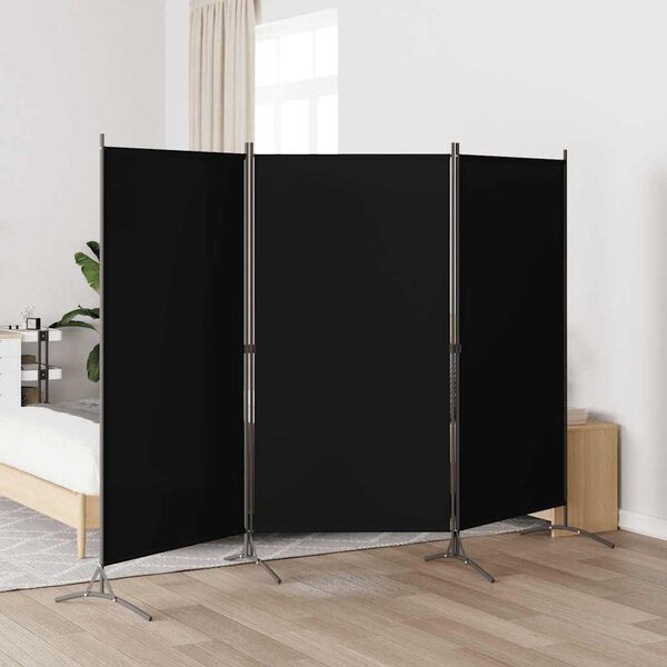 vidaXL 3-Panel Room Divider Black 260x180 cm