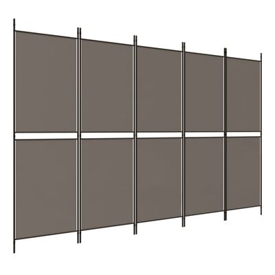 vidaXL 5-Panel Room Divider Anthracite 250x180 cm Fabric, anthracite vidaXL 5-Panel Room Divider Anthracite 250x180 cm Fabric