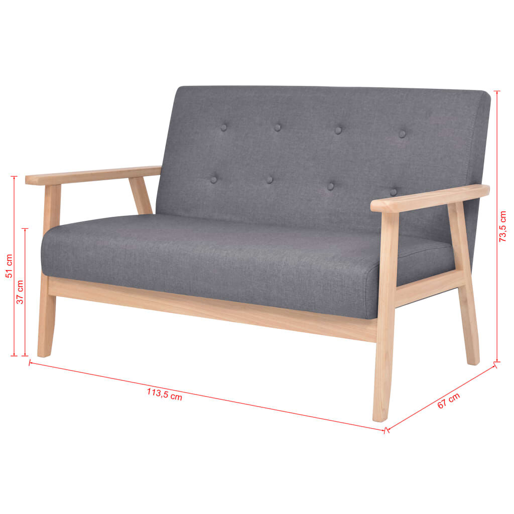 vidaXL Sofa Set 2 Pieces Fabric Dark Grey