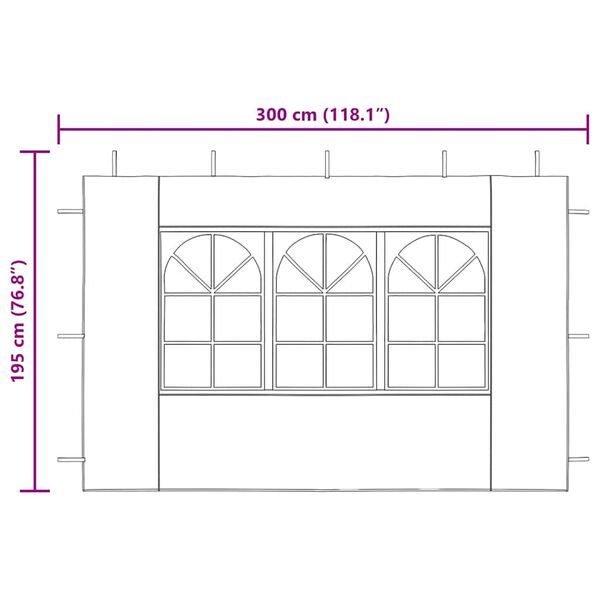 vidaXL Party Tent Sidewall 2 pcs with Window PE Anthracite