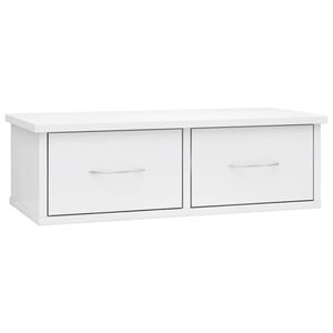 vidaXL Wall-mounted Drawer Shelf High Gloss White 60x26x18,5 cm Engineered Wood