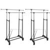 vidaXL Adjustable Clothes Racks 2 pcs 2 Hanging Rails