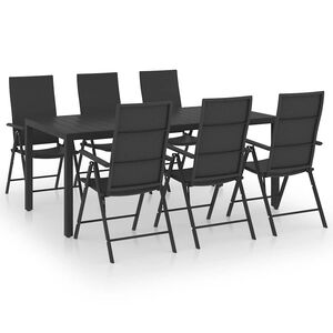vidaXL 7 Piece Garden Dining Set Black
