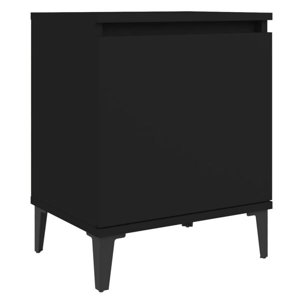 vidaXL Bed Cabinets with Metal Legs Black 40x30x50 cm
