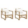 vidaXL Garden Chairs 2 pcs with Cushions and Pillows Bamboo
