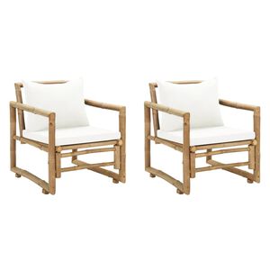 vidaXL Garden Chairs 2 pcs with Cushions and Pillows Bamboo