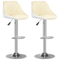 vidaXL Bar Stools 2 pcs Cream and White Faux Leather, cream and white vidaXL Bar Stools 2 pcs Cream and White Faux Leather