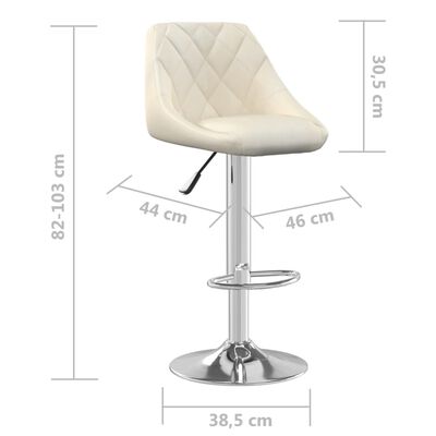 vidaXL Bar Stool 2 pcs Cream Velvet, cream vidaXL Bar Stool 2 pcs Cream Velvet