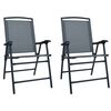 vidaXL Folding Chairs 2 pcs Texilene Grey