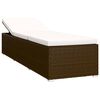 vidaXL Sun Lounger with Cushion and Tea Table Poly Rattan Brown