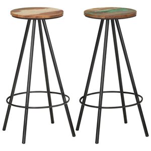 vidaXL Bar Stool | Set of 2 | Multicolour | Solid reclaimed wood and steel