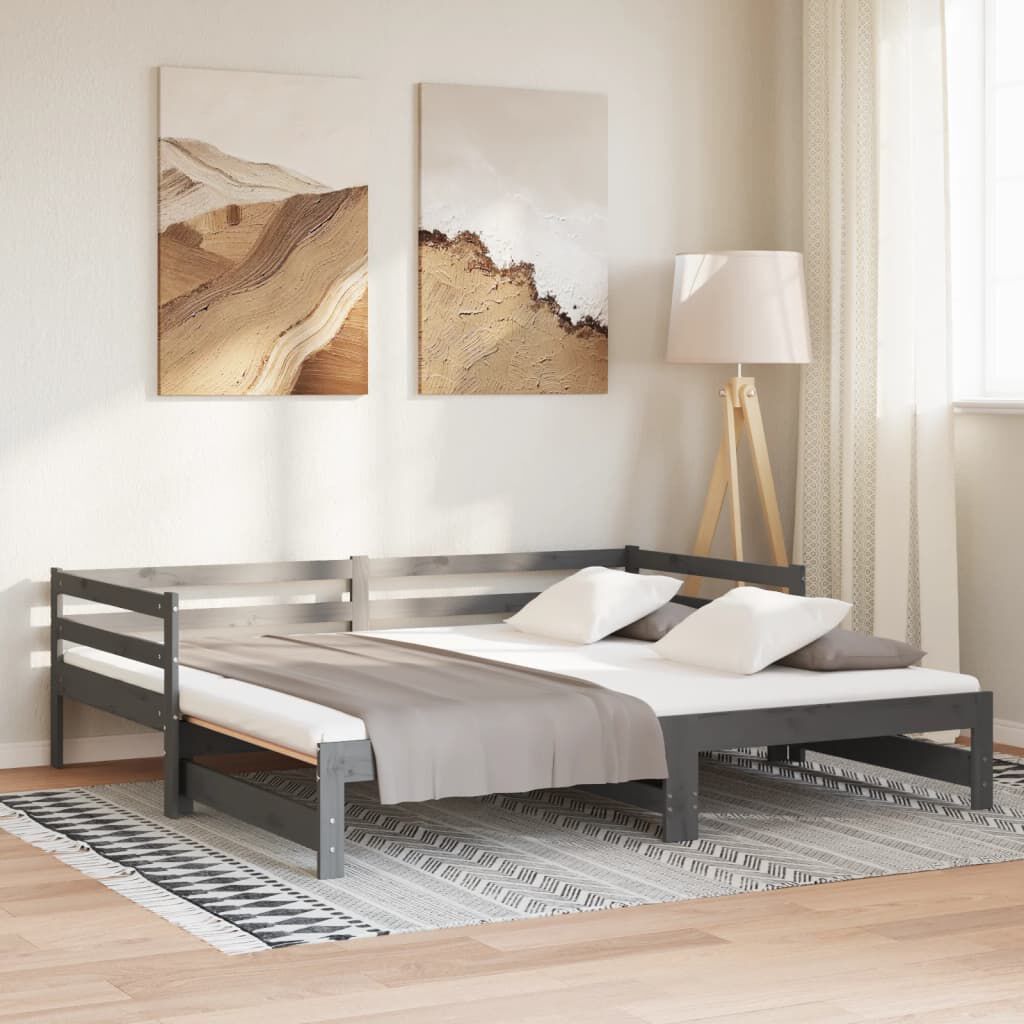 vidaXL Pull-out Day Bed without Mattress Grey 2x(90x200)cm
