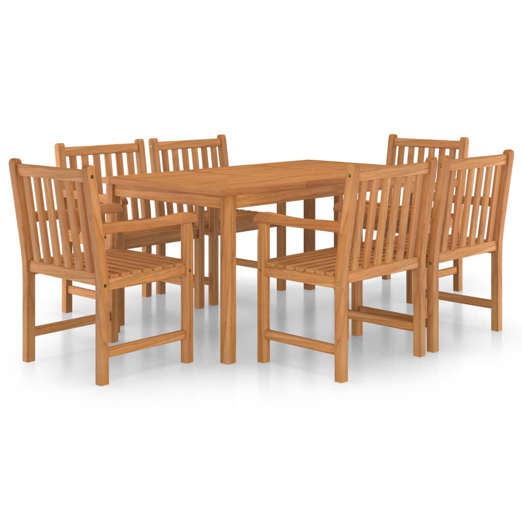 vidaXL 7 Piece Garden Dining Set Solid Teak Wood