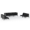 vidaXL 7 Piece Garden Lounge Set with Cushions Poly Rattan Dark Grey