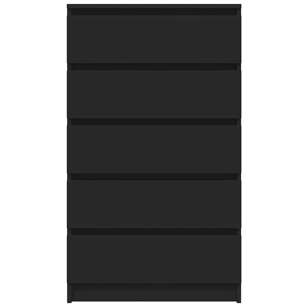 vidaXL Drawer Cabinet Black 60x36x103 cm Engineered Wood