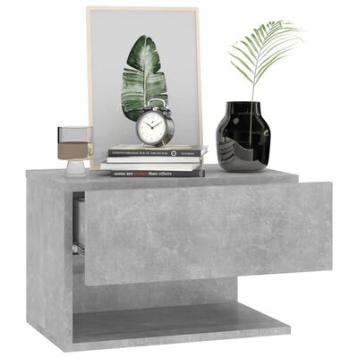 vidaXL Wall-mounted Bedside Cabinet Concrete Grey, concrete grey vidaXL Wall-mounted Bedside Cabinet Concrete Grey