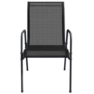 vidaXL Garden Chairs 2 pcs Steel and Textilene Black,  vidaXL Garden Chairs 2 pcs Steel and Textilene Black